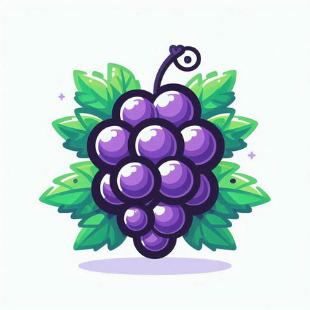 Grapes fruit icon. Vector illustration of a bunch of grapes.のイラスト素材
