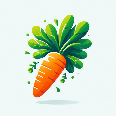 Carrot with green leaves. Healthy food concept. Vector illustration.のイラスト素材