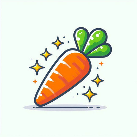 Carrot icon. Vector illustration in cartoon flat style. Isolated on white background.のイラスト素材