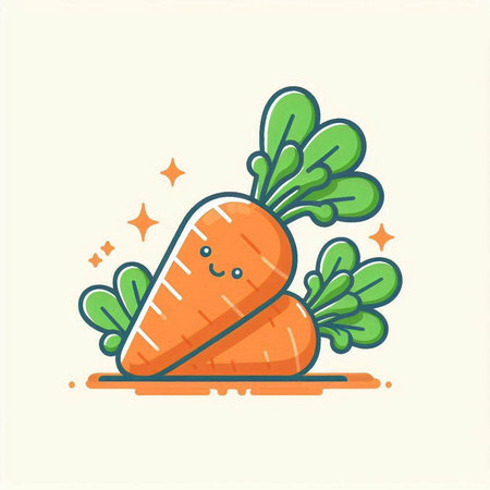 Carrot icon. Cute cartoon vegetable character. Vector illustration.のイラスト素材