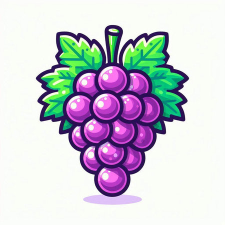 Grape fruit icon. Vector illustration of a bunch of grapes.のイラスト素材