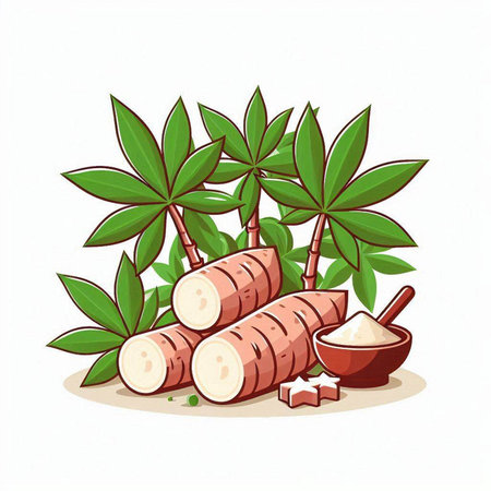 Cassava, sugarcane and sugarcane vector illustration.のイラスト素材