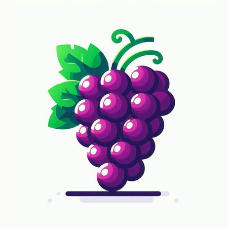 Grapes isolated on white background. Vector illustration in flat style.のイラスト素材