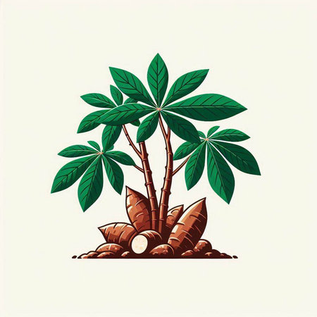 Cassava plant vector illustration. Isolated on a white background.のイラスト素材