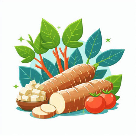 Vegetables vector illustration. Carrots, tomatoes and mozzarella.のイラスト素材