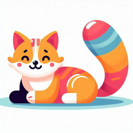 Cute cat lying on the floor. Vector illustration in cartoon style.のイラスト素材