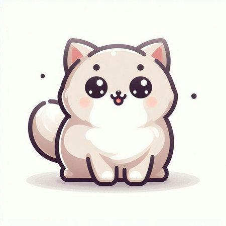 Cute cartoon kawaii cat on white background. Vector illustration.のイラスト素材