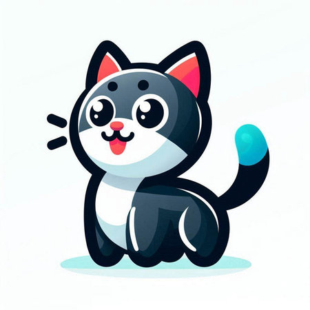 Cute cartoon cat on a white background. Vector illustration in cartoon style.のイラスト素材