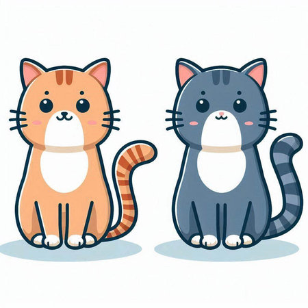 Cute cartoon cats. Vector illustration isolated on a white background.のイラスト素材