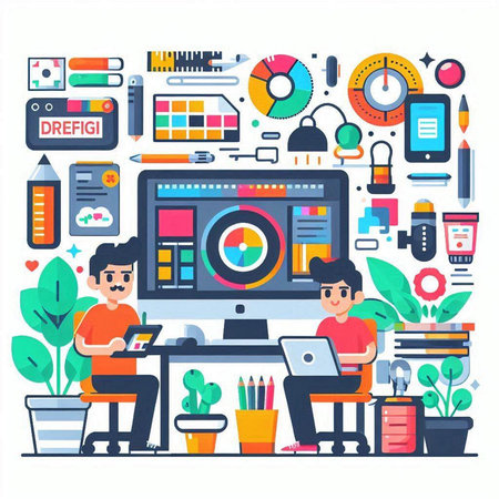 Flat design modern vector illustration concept of web development and programming.のイラスト素材