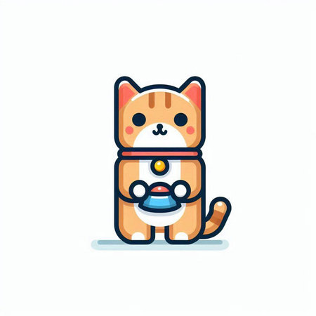 Cute cat cartoon character vector illustration. Cute pet mascot.のイラスト素材
