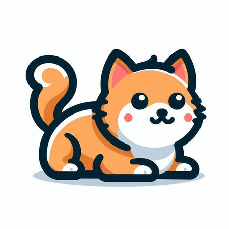 Cute cat cartoon mascot character vector design. Animal pet icon design.のイラスト素材
