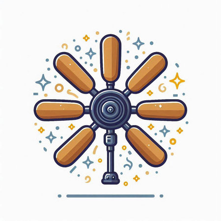 Illustration of electric fan. Vector illustration in flat linear style.のイラスト素材