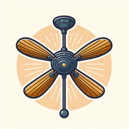 Illustration of a vintage electric fan on a beige background.のイラスト素材