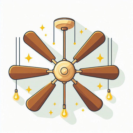 Ceiling fan icon. Vector illustration in flat design style.のイラスト素材