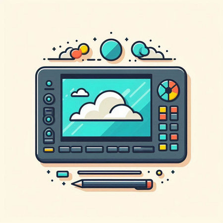 Colorful flat line art vector illustration of cloud computing. Concept for web and mobile applications.のイラスト素材