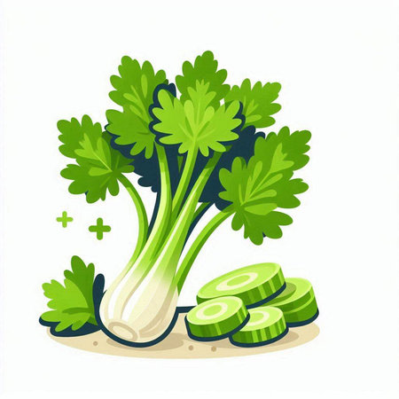 Celery isolated on white background. Vector illustration. Eps 10.のイラスト素材