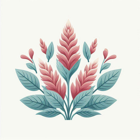 Floral vector design element. Hand drawn botanical illustration with flowers and leaves.のイラスト素材