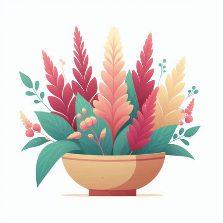 Plant in pot vector illustration isolated on white background. Floral design element.のイラスト素材