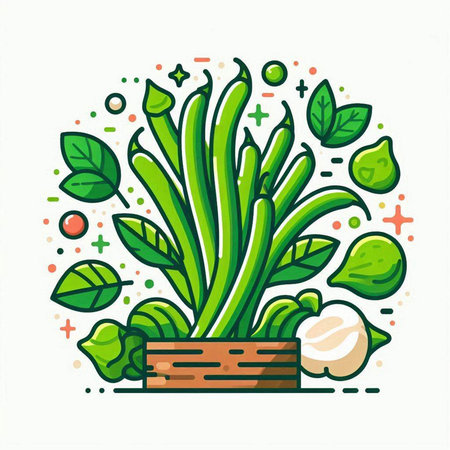 Vegetable plant in the pot. Healthy food. Vector illustration.のイラスト素材