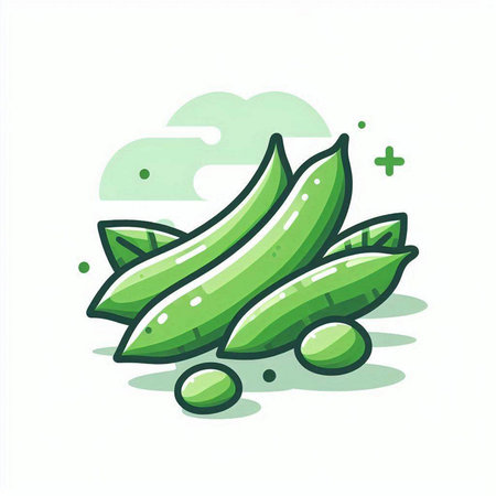 Peas icon on white background. Vector illustration in cartoon style.のイラスト素材
