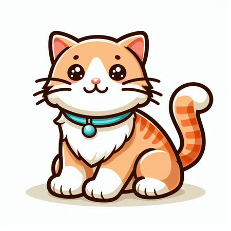 Cute cat isolated on white background. Vector illustration in cartoon style.のイラスト素材