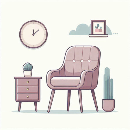 Comfortable armchair in the living room. Vector illustration in flat styleのイラスト素材