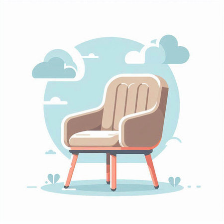Comfortable armchair in the sky. Vector illustration in flat styleのイラスト素材