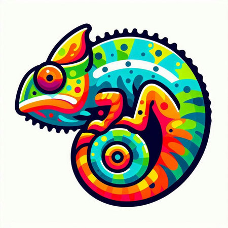 Colorful chameleon isolated on white background. Vector illustration.のイラスト素材