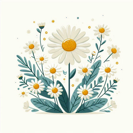 Bouquet of chamomile flowers. Vector illustration.のイラスト素材