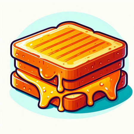 Vector illustration of a sandwich with honey on a white background in cartoon styleのイラスト素材