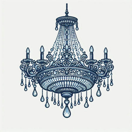 Vintage chandelier. Hand drawn sketch. Vector illustration.のイラスト素材