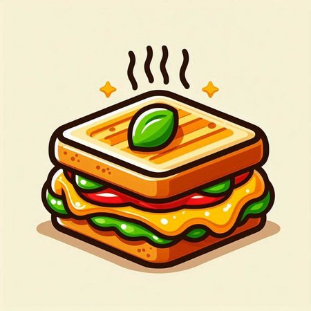 Illustration of a sandwich on a white background. Vector illustration.のイラスト素材