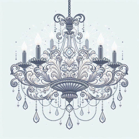 Vintage chandelier in Victorian style. Vector Illustration.のイラスト素材
