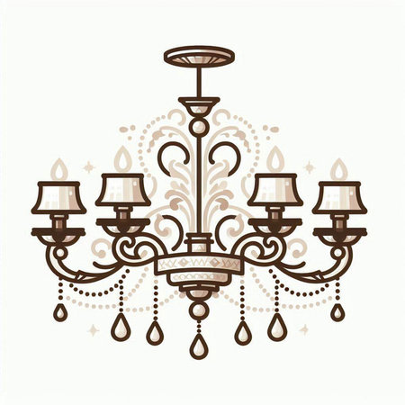 Vintage chandelier with candlesticks. Vector illustration.のイラスト素材