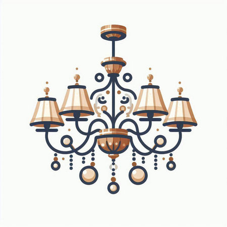 Chandelier. Vector illustration. Isolated on white background.のイラスト素材