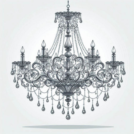 Chrystal chandelier for interior design. Vector illustration.のイラスト素材