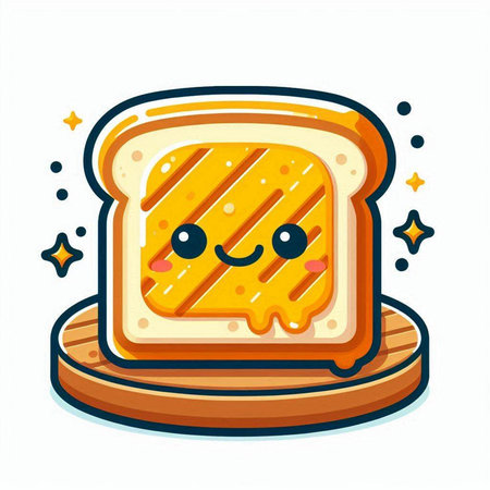 Illustration of a cute slice of bread on a white background.のイラスト素材