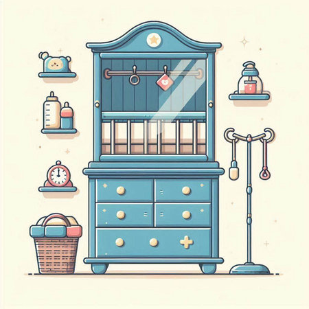Cabinet with chest of drawers. Vector illustration in flat styleのイラスト素材