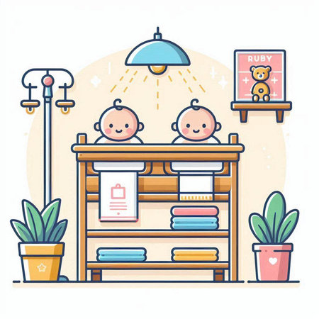 Cute baby room. Furniture for the nursery. Vector illustrationのイラスト素材