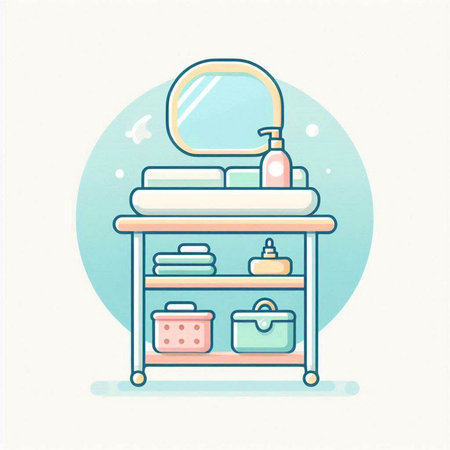 Furniture in the bathroom. Bathroom furniture. Vector illustration.のイラスト素材