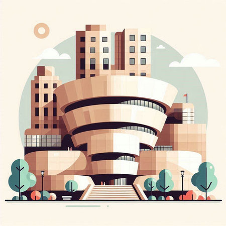 Vector illustration of modern architecture in the style of flat design. Urban landscape.のイラスト素材