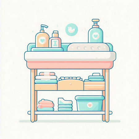 Bathroom interior. Bathroom accessories. Vector illustration in flat style.のイラスト素材