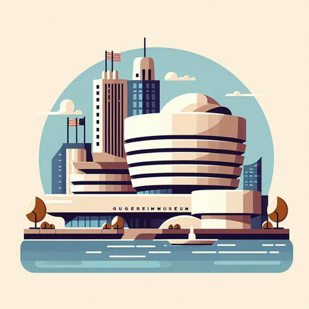 Vector illustration of modern city in flat style. Urban landscape with skyscrapers.のイラスト素材