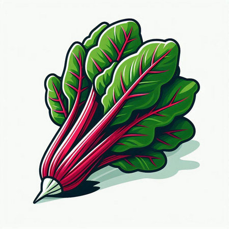 Chard vegetable vector illustration isolated on white background. Hand drawn chard.のイラスト素材