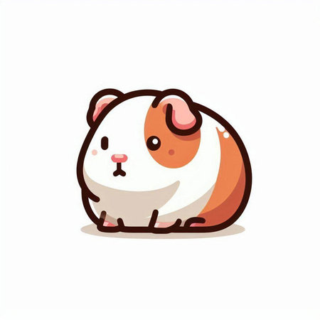 Cute cartoon guinea pig on white background. Vector illustration.のイラスト素材