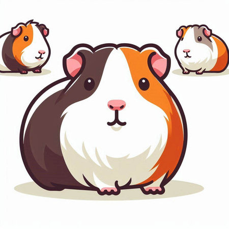 Illustration of a cute guinea pig with a group of guinea pigsのイラスト素材