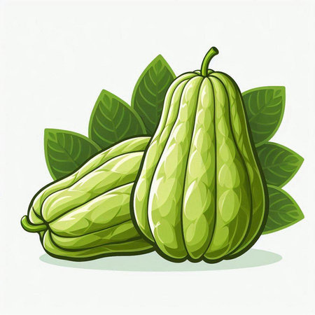 Chayote on white background. Vector illustration of chayote.のイラスト素材