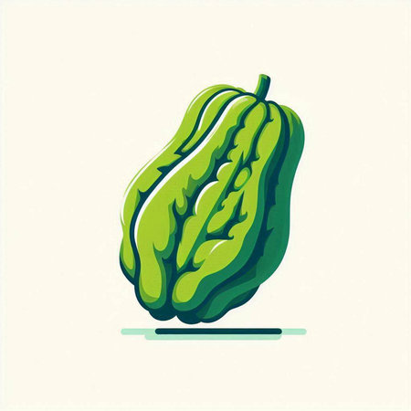 Illustration of a green chayote isolated on a white backgroundのイラスト素材