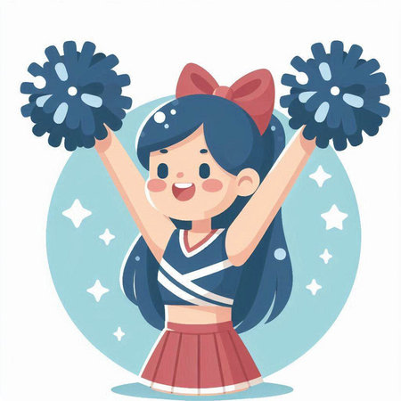 Cheerleader Girl Cheerleader with pompoms. Vector illustrationのイラスト素材